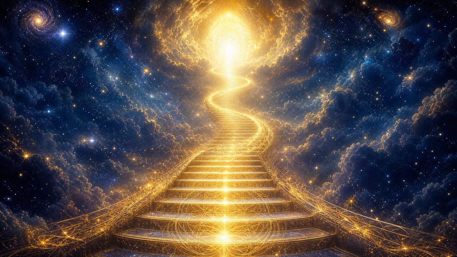 A staircase of light ascending into the sky