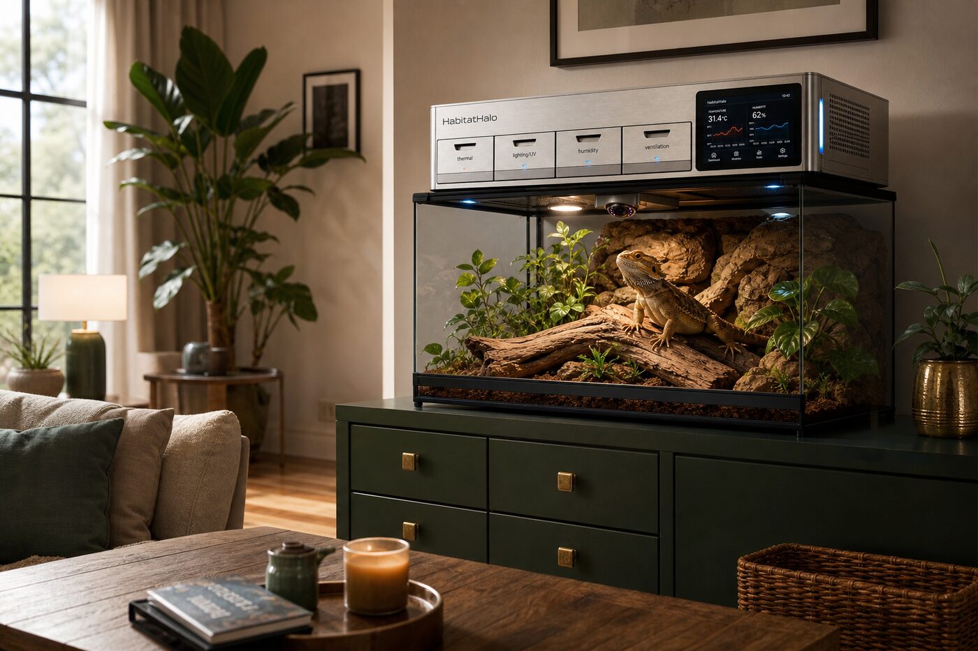 Installed over an enclosure (three-quarter)