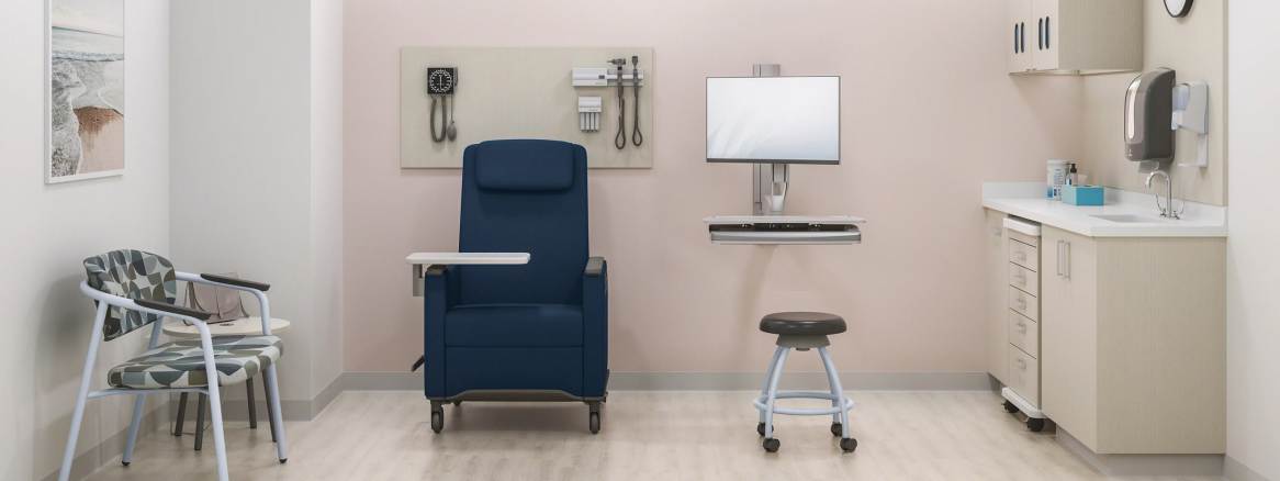 Clean modern community medical clinic exam room